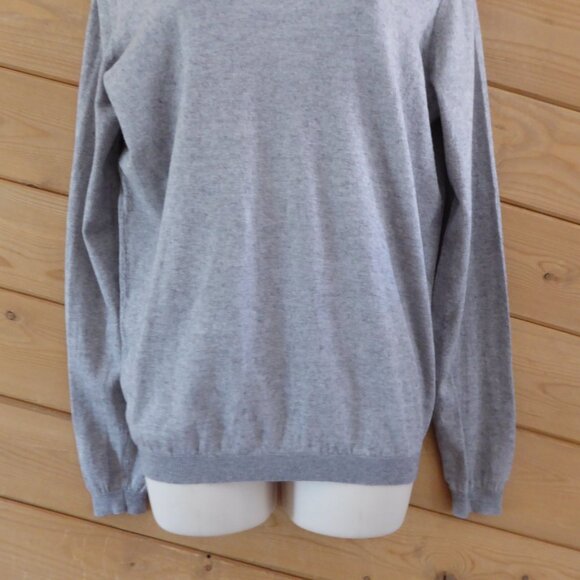 SuitSupply Gray V-neck Cotton Cashmere Long Sleeve Lightweight Sweater Top M - Picture 3 of 7